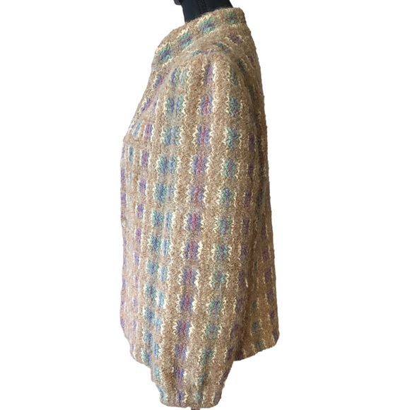 VTG DonnKenny Separates Lambswool Blend Woven Knit Sweater Coat 8/M Neut… - Picture 2 of 14